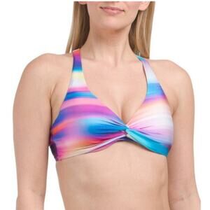 La Blanca Bikini Top Size 10 NEW Sunset Shores Over The Shoulder Underwire NWOT
